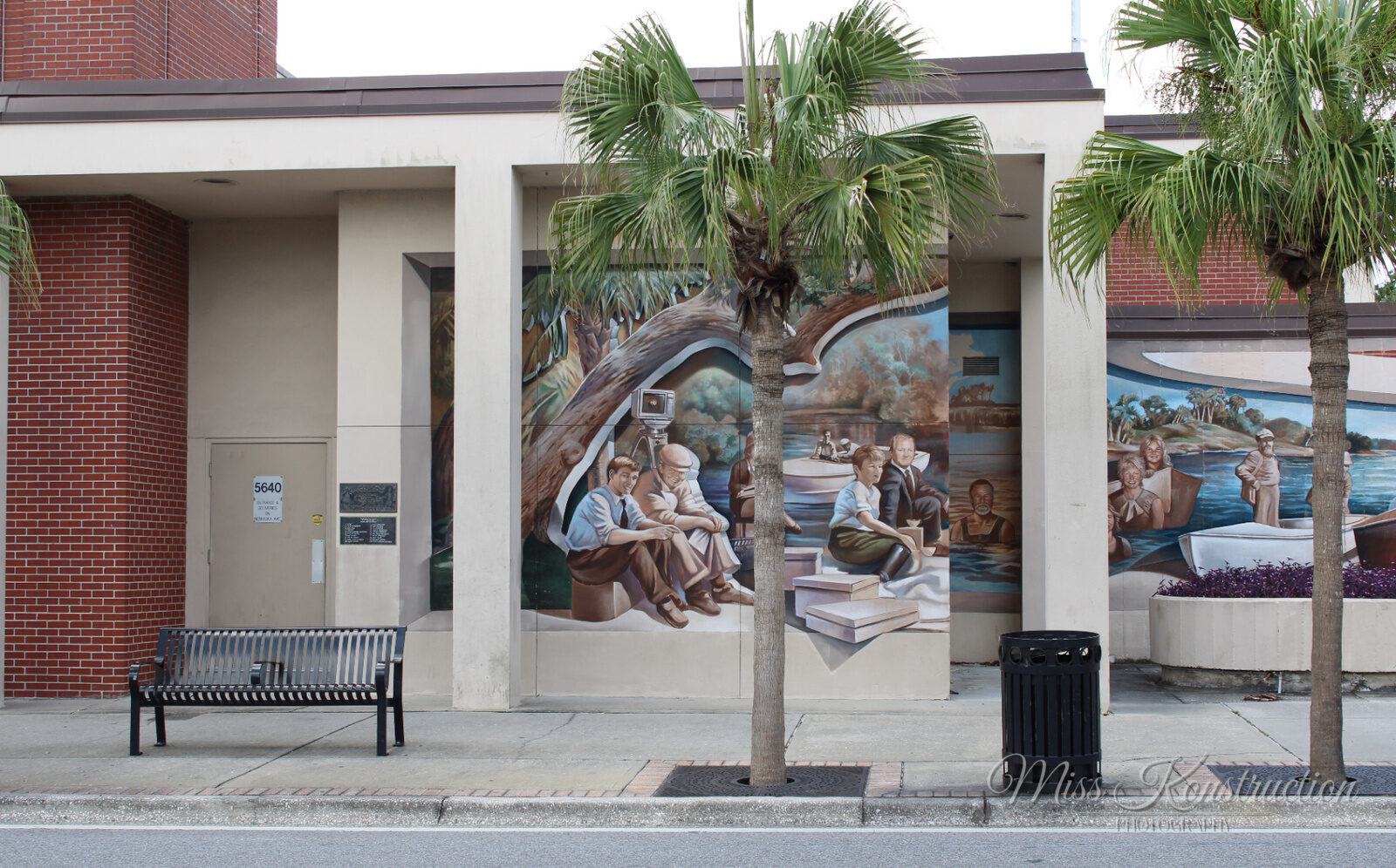 Historic mural — boats on the river