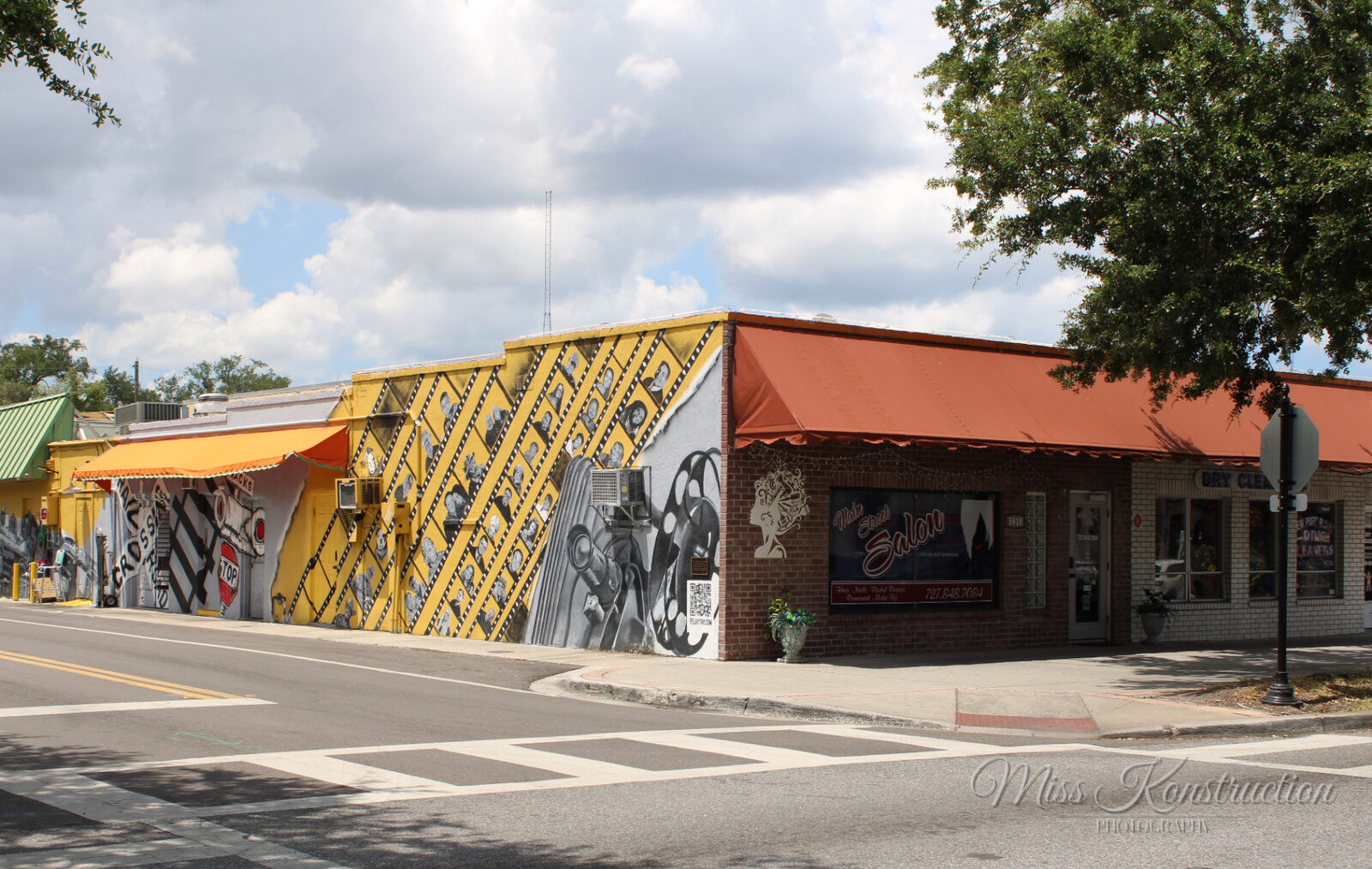 Film reel mural & Main Street Salon