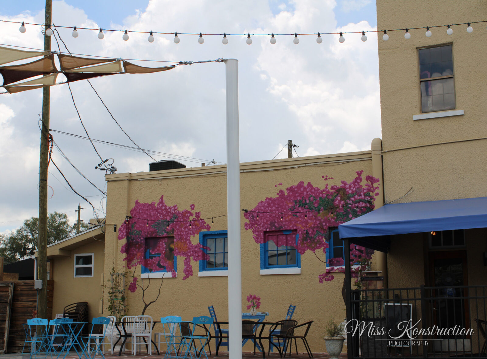 Bougainvillea mural & courtyard