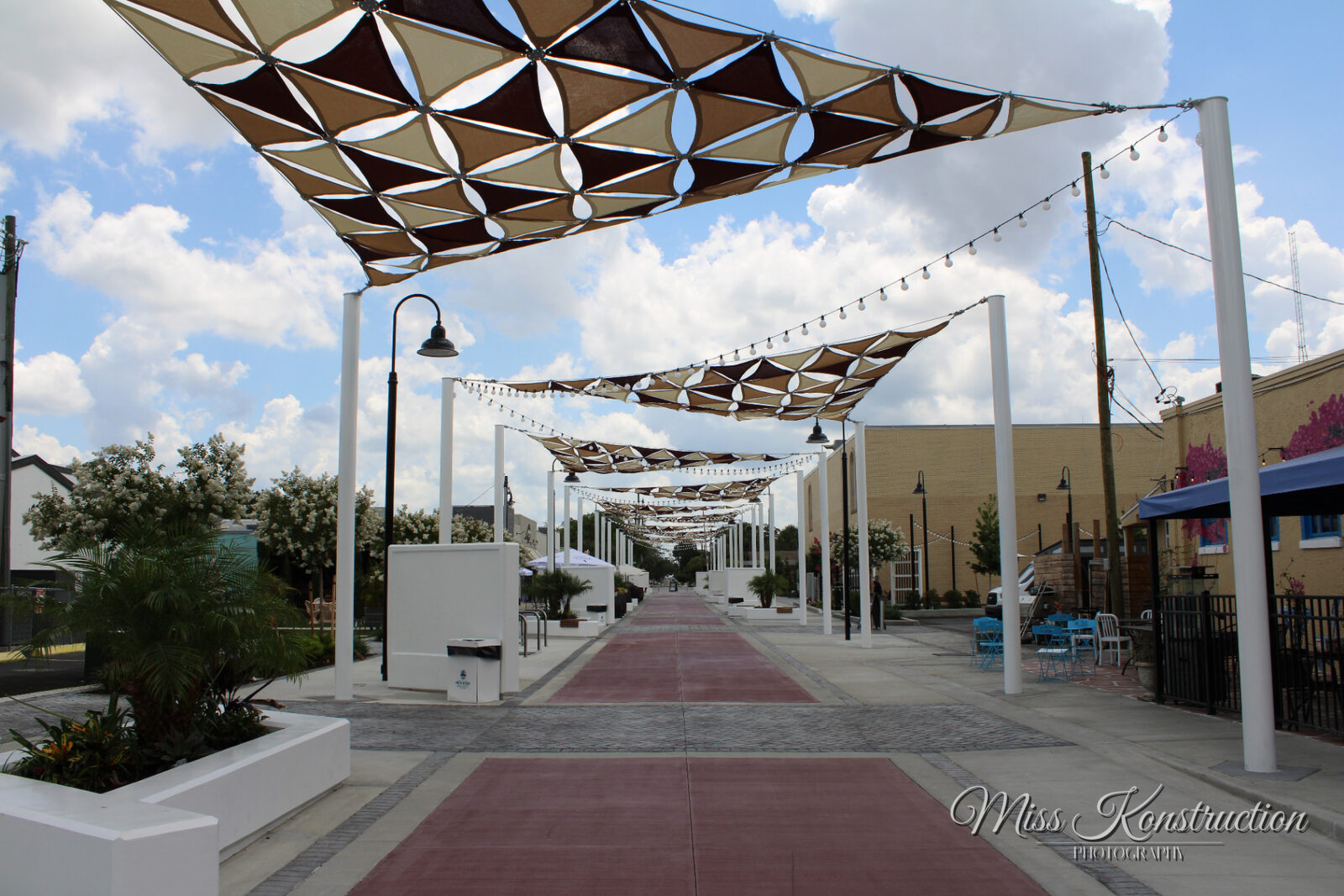 Shade sails over the promenade