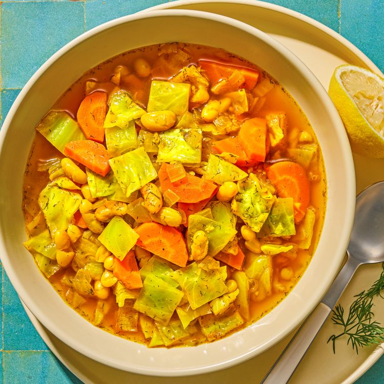 Lemon-Turmeric Cabbage & White Bean Soup
